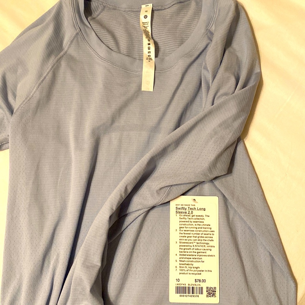 NWT LULULEMON SWIFTLY TECH LS BLUE LINEN 💕 10